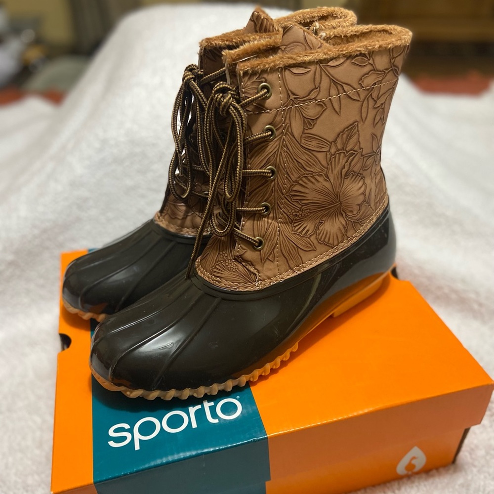 Sporto Bella Waterproof LaceUp Duck Boot Zipper Hiker-style|waterproof to zipper
